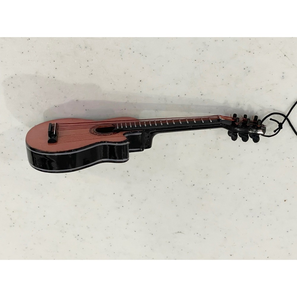Guitar Ornament Music Instrument Brown String Hole Guitar Cut Away 5.5" - Picture 4 of 7